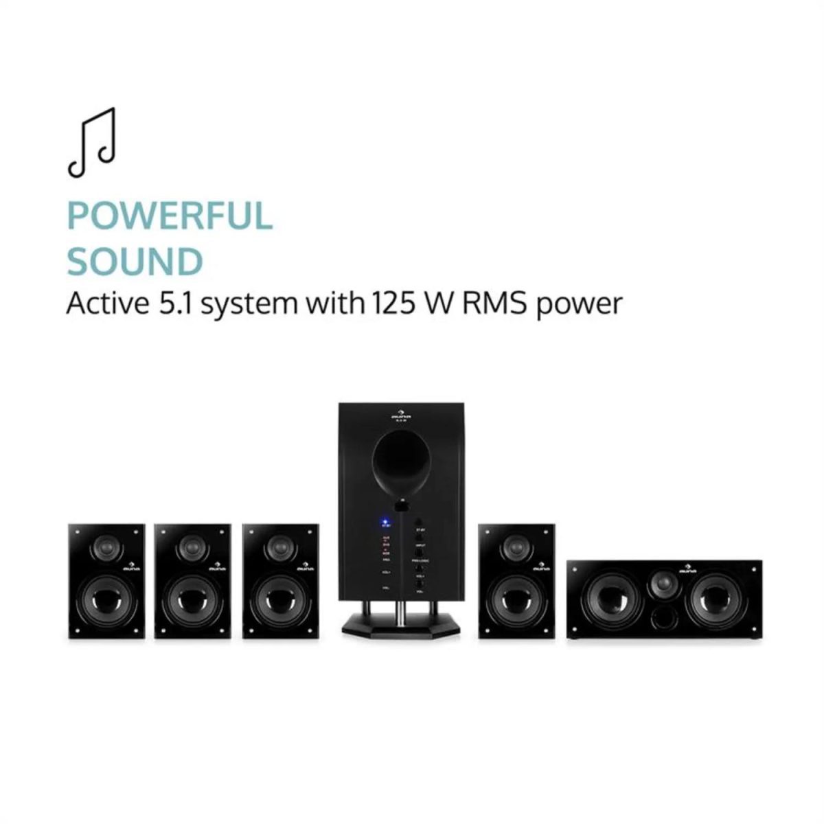 AREAL 525 BK 5.1 активна съраунд озвучителна система 95W RMS Auna - Image 4