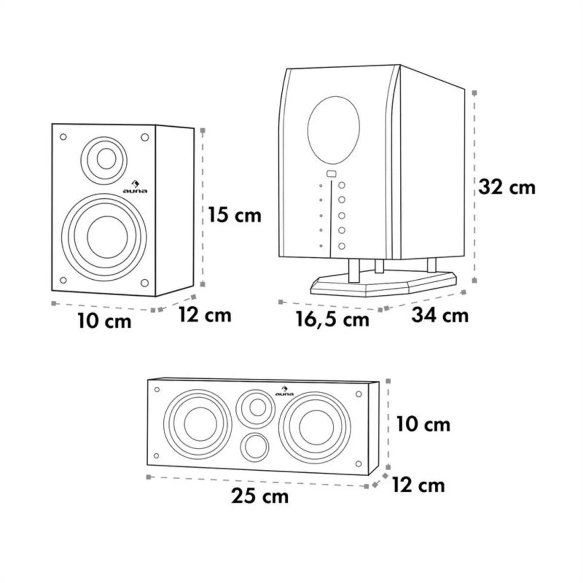 AREAL 525 BK 5.1 активна съраунд озвучителна система 95W RMS Auna - Image 2