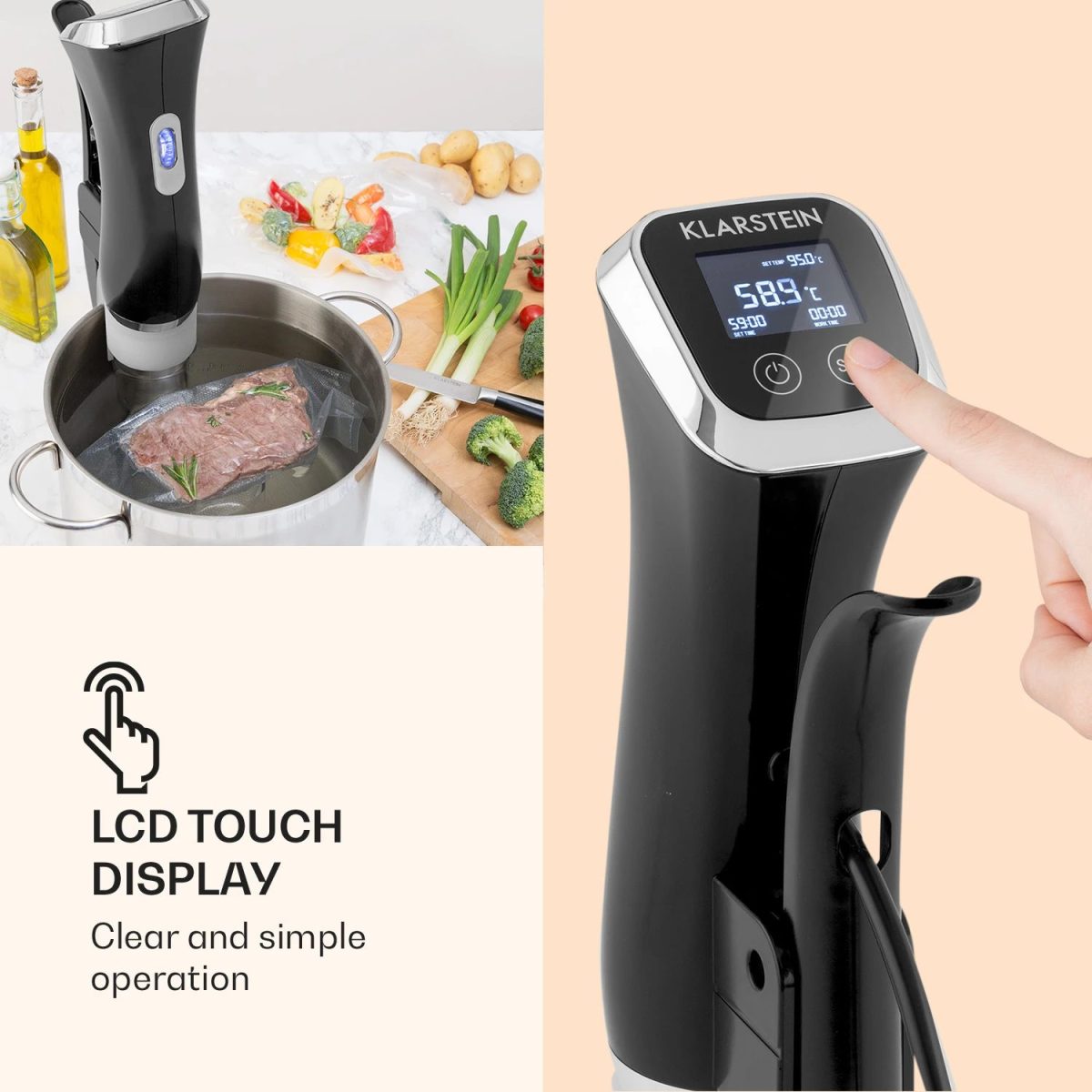 Су-вид помпа - Quickstick, sous vide термостат, циркулационна помпа, 20 л, неръждаема стомана Klarstein - Image 3