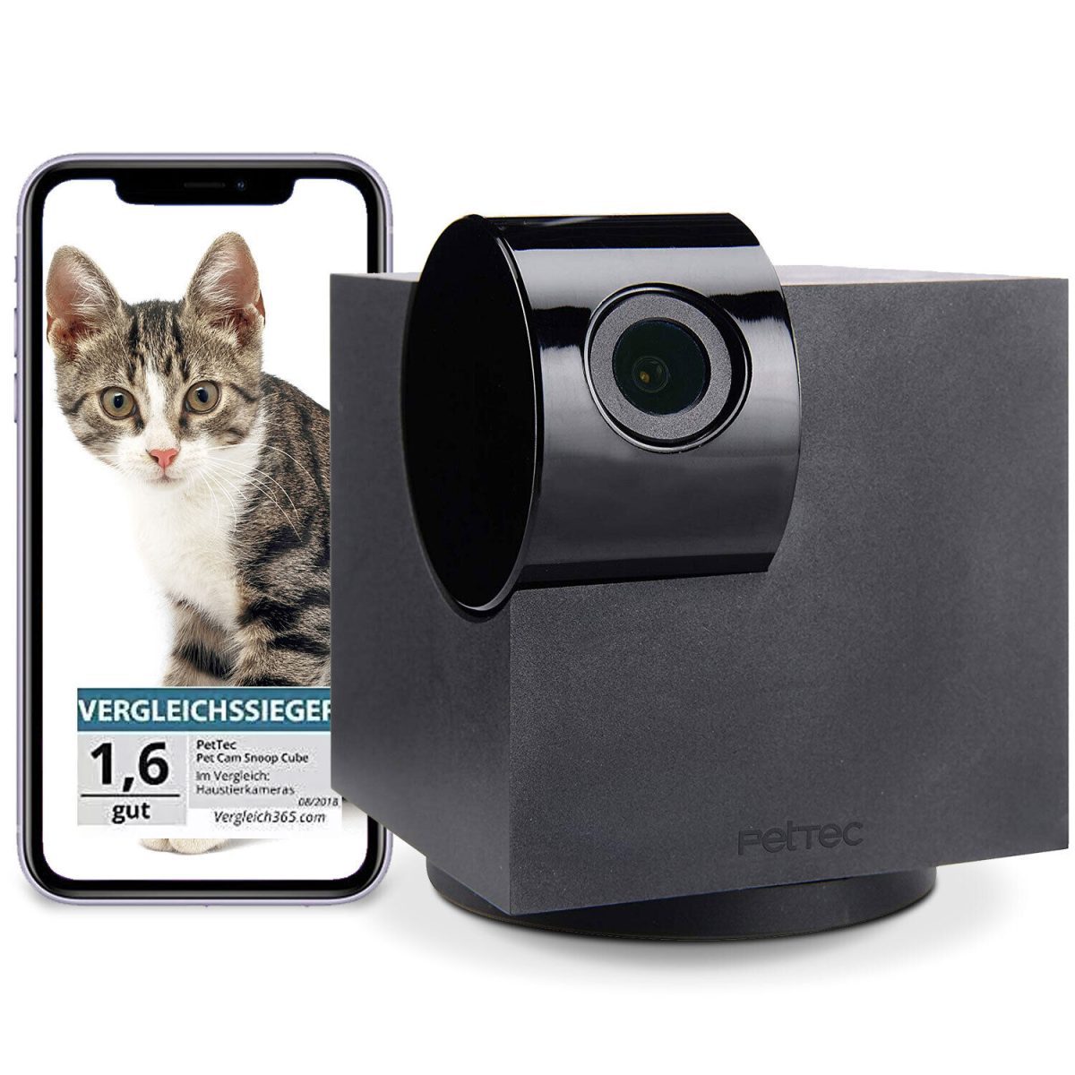 PetTec Cam 360° камера за наблюдение, камера за животни, камера за домашни любимци с приложение, FULL HD - Image 1