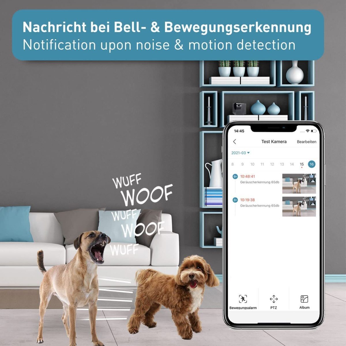 PetTec Cam 360° камера за наблюдение, камера за животни, камера за домашни любимци с приложение, FULL HD - Image 2