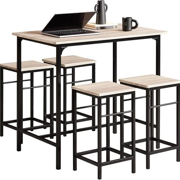 SoBuy® OGT11-N,IT Маса от 5 части с 4 бар стола