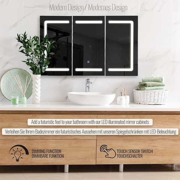 Шкаф с огледало за баня Aquamarin® с осветление