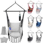 MIADOMODO® Висящ стол - хамак, 150 кг, сгъваем, (сив)