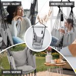 MIADOMODO® Висящ стол - хамак, 150 кг, сгъваем, (сив) - Image 6