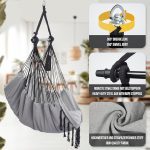 MIADOMODO® Висящ стол - хамак, 150 кг, сгъваем, (сив) - Image 5