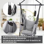 MIADOMODO® Висящ стол - хамак, 150 кг, сгъваем, (сив) - Image 4