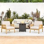 Стол Yaheetech Accent с дървени крака - Image 4