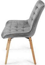 Комплект 2 бр. капитонирани стола, светло сиви Miadomodo - Image 7