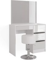 Тоалетка Vicco Sherry Бяла гланц 90 см с табуретка