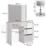 Тоалетка Vicco Sherry Бяла гланц 90 см с табуретка - Image 6