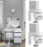 Тоалетка Vicco Sherry Бяла гланц 90 см с табуретка - Image 2