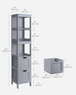 VASAGLE Шкаф за баня, 2 чекмеджета, 3 отворени отделения - Image 2