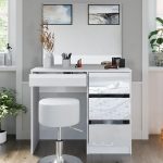 Тоалетка Vicco Sherry Бяла гланц 90 см с табуретка - Image 4