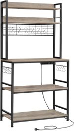 VASAGLE Кухненски рафт с контакти, рафт за микровъл фурна