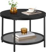 VASAGLE Холна маса със стъклен плот и място за съхранение - Image 4