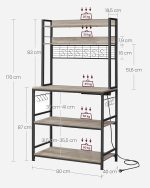 VASAGLE Кухненски рафт с контакти, рафт за микровъл фурна - Image 4