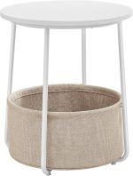 Кръгла масичка за кафе с платнена кошница