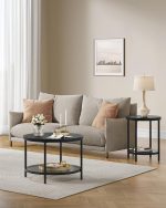 VASAGLE Холна маса със стъклен плот и място за съхранение - Image 2