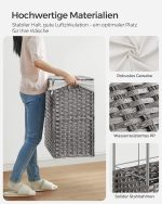 SONGMICS Кош за пране с капак, 160 л, 3 отделения - Image 5