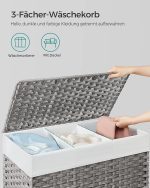 SONGMICS Кош за пране с капак, 160 л, 3 отделения - Image 6