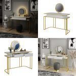 Тоалетка Vicco бяло/златисто 110 см - Image 8