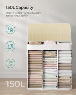 SONGMICS Кош за пране, 150 L, 3 отделения за сортиране - Image 7