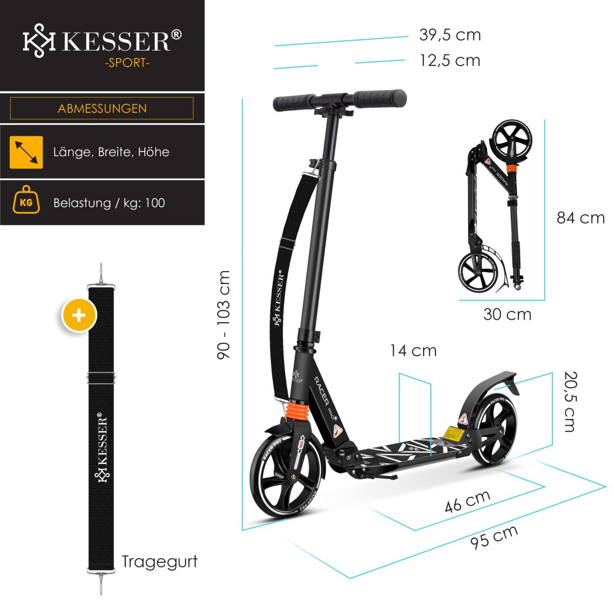 KESSER® тротинетка с двойно окачване, сгъваема - Image 7