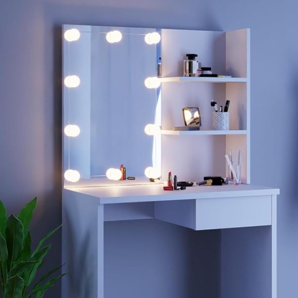 Vicco Тоалетка Dekos, Бяла, 75 см с LED осветление