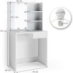 Vicco Тоалетка Dekos, Бяла, 75 см с LED осветление - Image 5