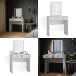 Тоалетка Vicco бяла 80см с LED осветление, Elara - Image 3