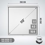 Екран за проектор Jago® - (203x203 cm - 113") - Image 7