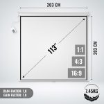 Jago® Моторизиран прожекционен екран - 203x203 см, 113" - Image 7