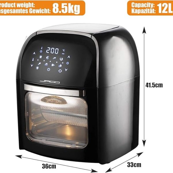 Jago® XXXL 8-в-1 фритюрник с горещ въздух 12 L, 1800 W
