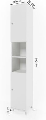 Vicco Fynn Шкаф за баня / Рафтове, Висок шкаф, 190 см - Image 3