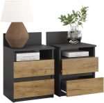 Нощно шкафче Vicco Monty, Антрацит/Дъб, 39.6 x 59.1 см - Image 3