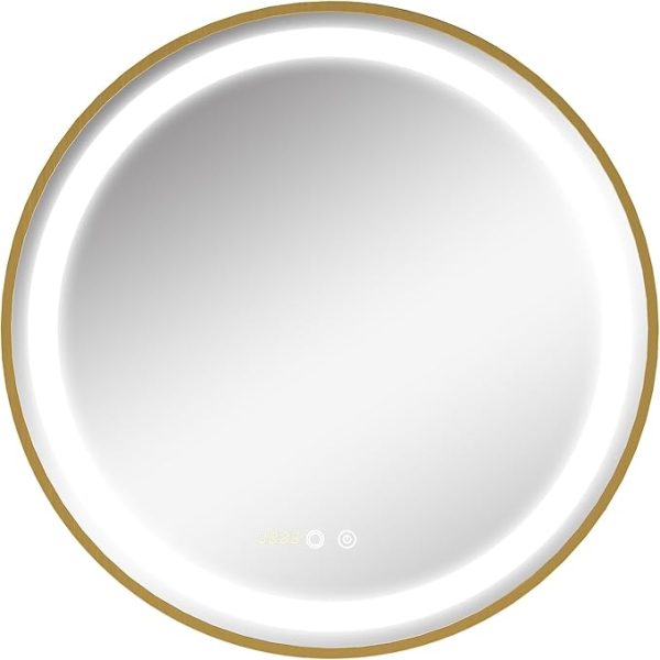 Кръгло LED огледало за баня kleankin, 3 температурни цвята