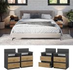 Нощно шкафче Vicco Monty, Антрацит/Дъб, 39.6 x 59.1 см