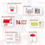 Дървена къща за кукли Infantastic, LED светлини, 3 етажа - Image 3