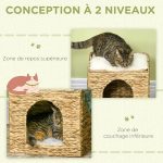 Котешка къща PawHut с 2 нива с 2 възглавници - Image 6