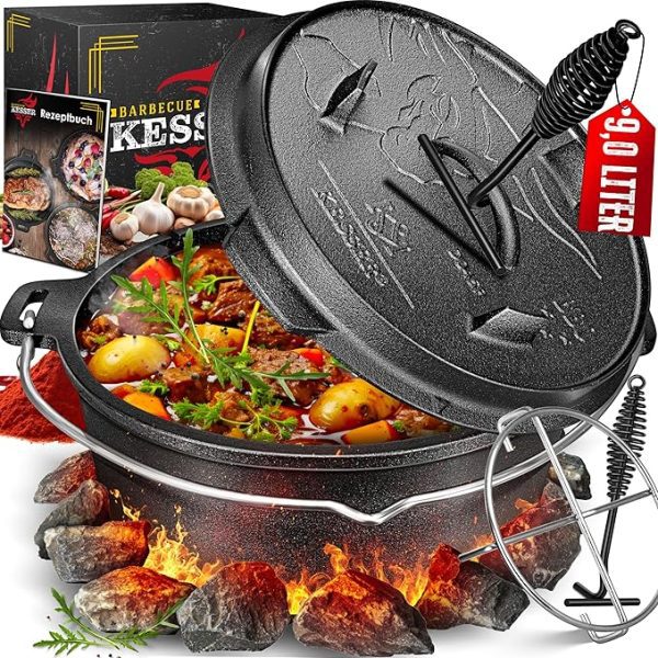 Комплект чугунен гювеч KESSER® от неръждаема стомана, 9 л