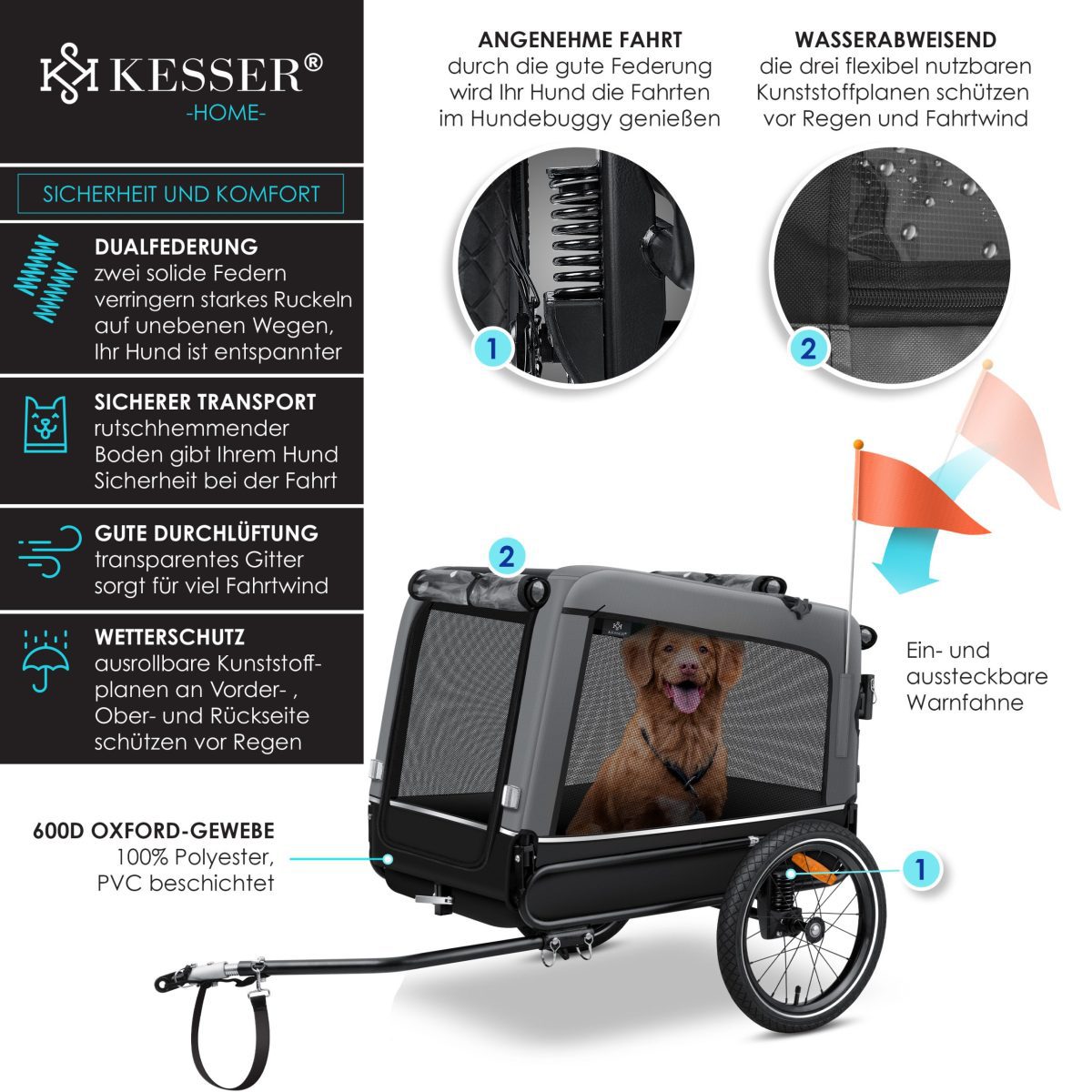 KESSER® ремарке за кучета Boxer 3-в-1 - Image 1