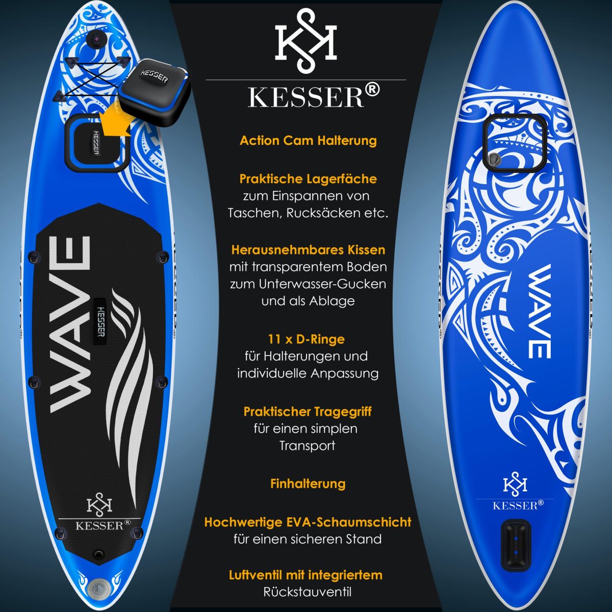 Надуваема дъска KESSER® SUP с прозорче за изправяне - Image 2