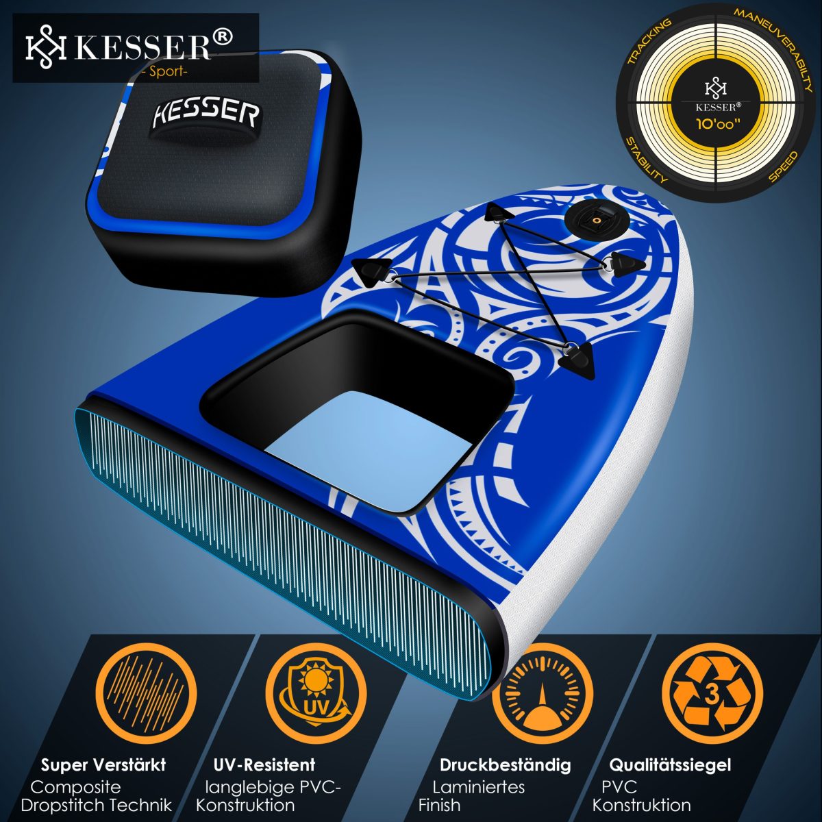 Надуваема дъска KESSER® SUP с прозорче за изправяне - Image 3