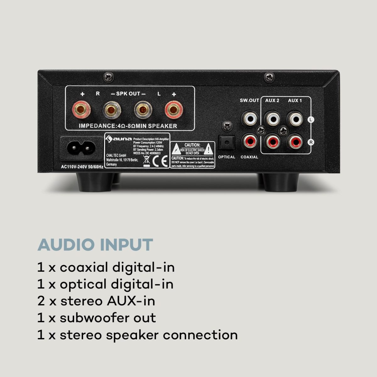 AMP-2 DG стерео HiFi усилвател Auna - Image 6