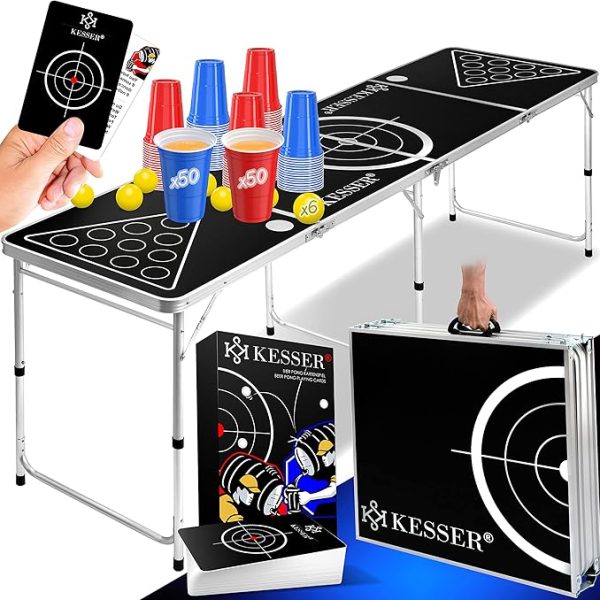 Сгъваема маса за бира понг с чаши и топки KESSER®