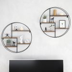 Стенен рафт Vicco Fyrk, рустик дъб/черен, 55 x 55 cm кръгъл - Image 6