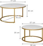 Холна маса Vicco Montreal, бяло/златно, 77 х 40 см, 2 бр - Image 2