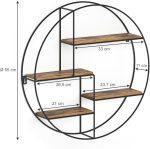 Стенен рафт Vicco Fyrk, рустик дъб/черен, 55 x 55 cm кръгъл - Image 2