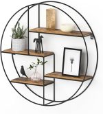 Стенен рафт Vicco Fyrk, рустик дъб/черен, 55 x 55 cm кръгъл - Image 4